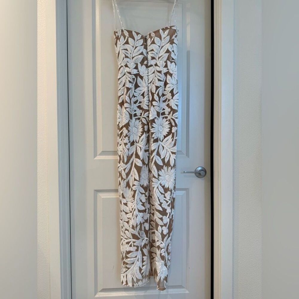 NEW Bronx and Banco Dahlia Maxi Dress in White Silver Floral Strapless, size S - Picture 12 of 12